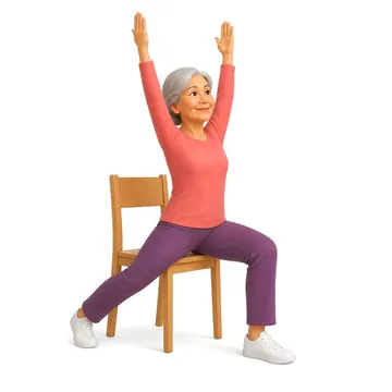 Seated Warrior I: chair yoga pose for seniors