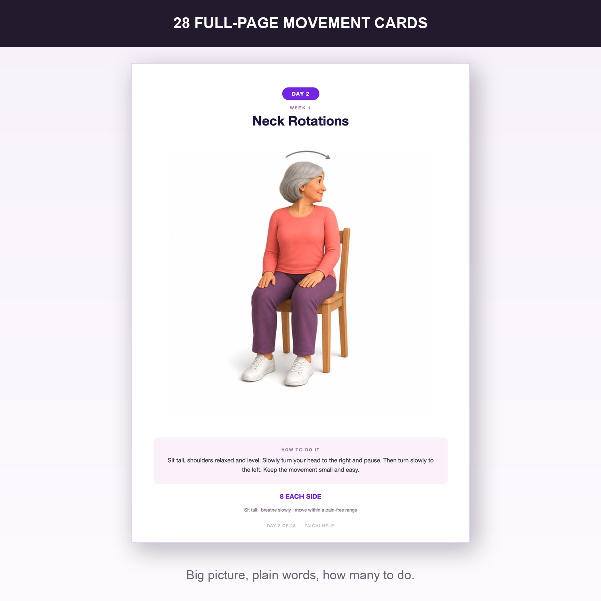 Sample full-page Chair Tai Chi movement card