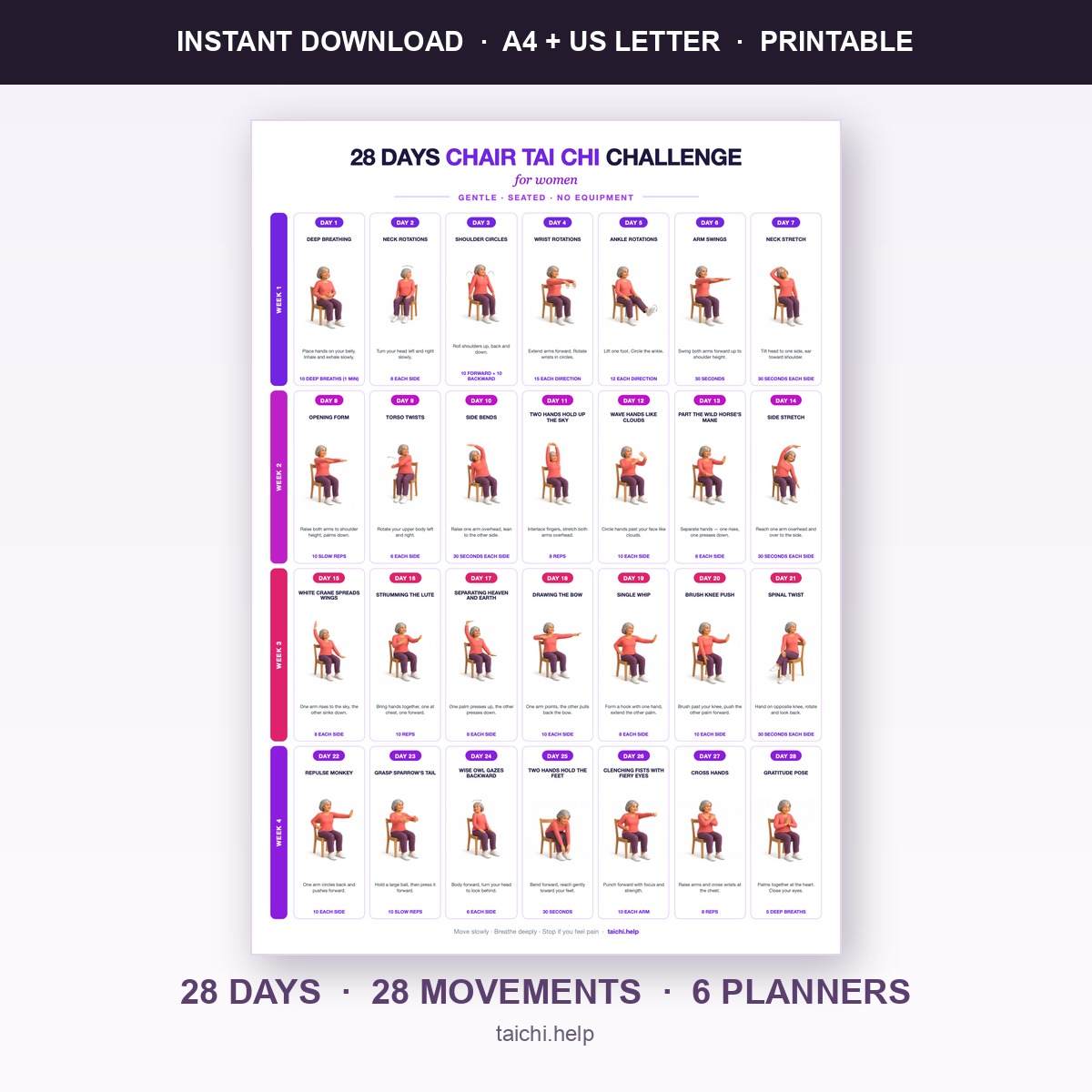 Cover of the 28-day Chair Tai Chi printable program