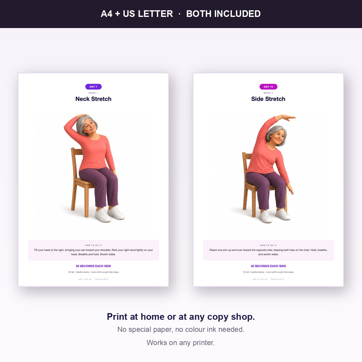 A4 and US Letter paper size versions of the printable pack